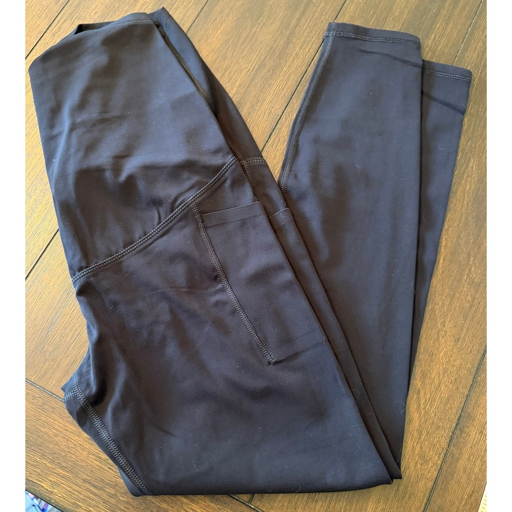 G4Free Womens High Waisted Yoga Leggings Black 25 Inseam Pockets Size M